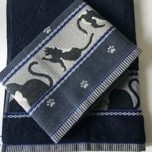 Handdoek - Katten - Donker Blauw